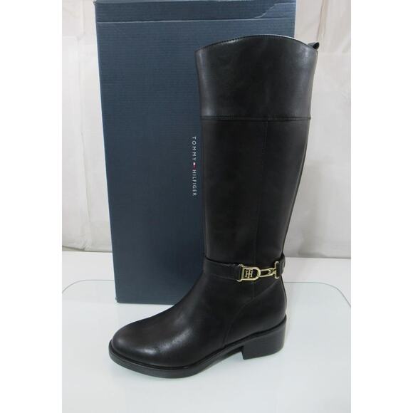Tommy Hilfiger Size 8 Ionni Casual Tall Knee High Riding Boots Side Zip Black - Picture 2 of 8